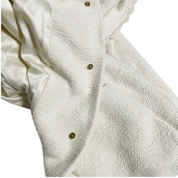 Kate Spade New York Cream Textured Scallop Trim Coat Size 10 Elegant Retro Mod - Picture 10 of 16